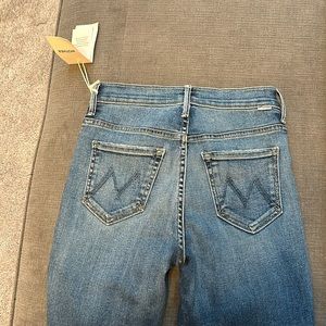 Mother The Stunner Zip Ankle Step Fray, Size 25, Blue